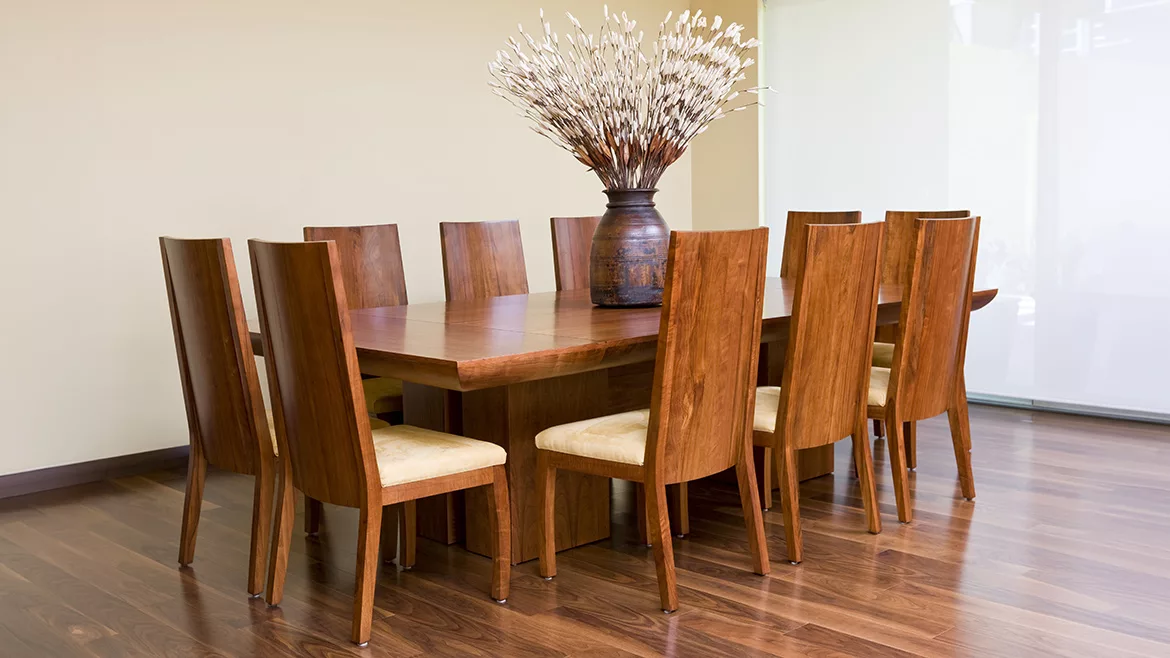 Contemporary Hardwood Furnishing in Dining Room