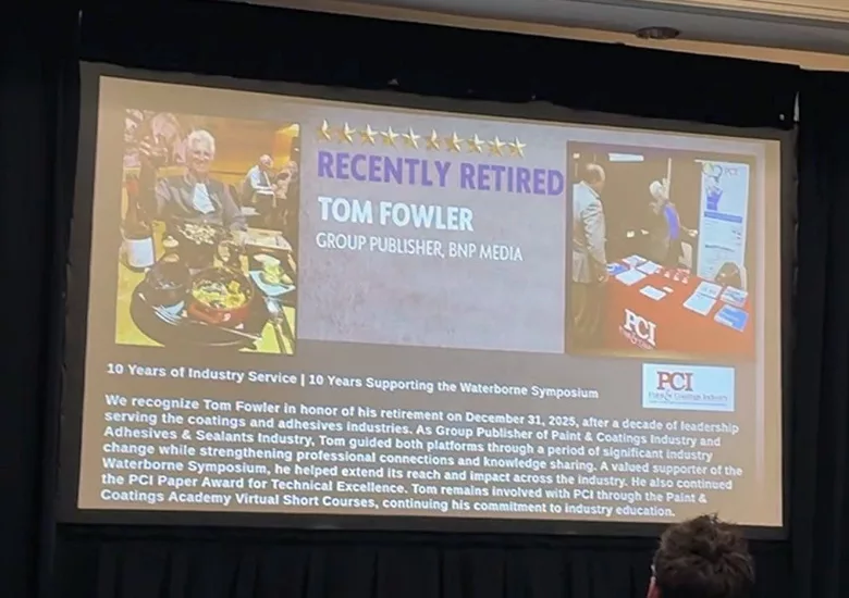 Tom Fowler Waterborne Symposium Recognition