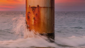 Photo of a large post of an offshore facility