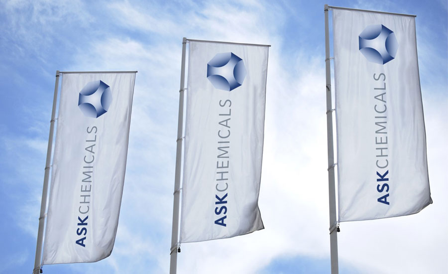 Photo of flags with logo of ASK Chemicals
