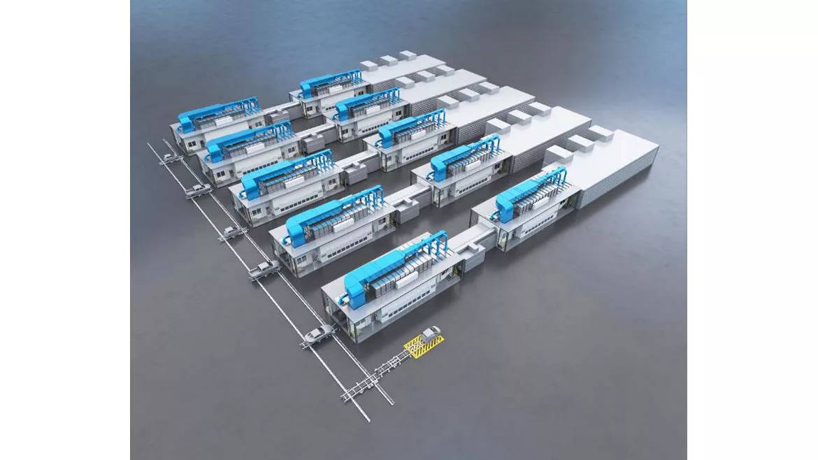 Photo of paint line using the EcoProBooth from Durr