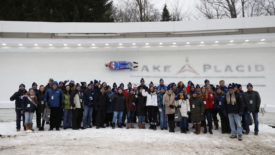 Photo of Norton Saint-Gobain employees in front of luge run