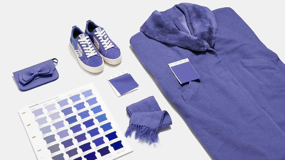 Picture of various items colored with Pantone's color of the year Very Peri