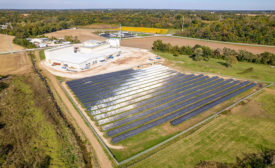 Photo of the solar array at Huber facility in Quincy Illinois