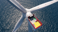 Image of an aerial view of a wind turbine