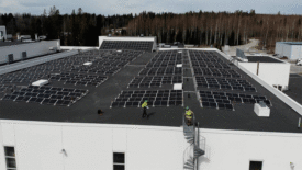 Photo of solar panels on Teknos manufacturing facility