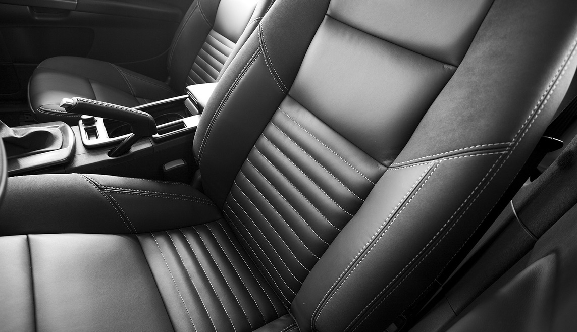 Photo of a black automotive car seat